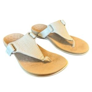 VIONIC Wanda White Leather Toe Post Flip Flop Sandal Women’s Size 8.5 Wide VGC